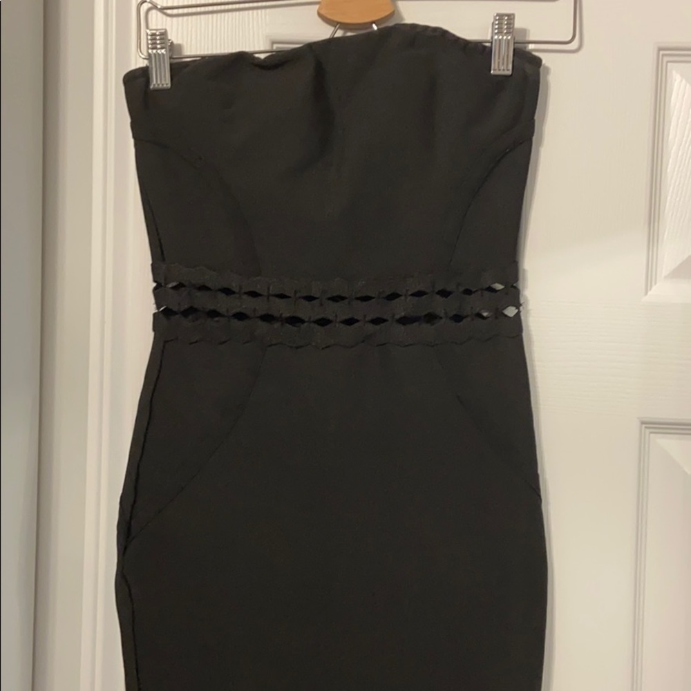 Black strapless gown